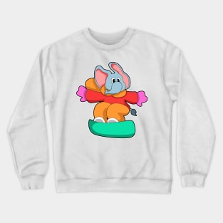 Elephant at Snowboarding with Snowboard Crewneck Sweatshirt